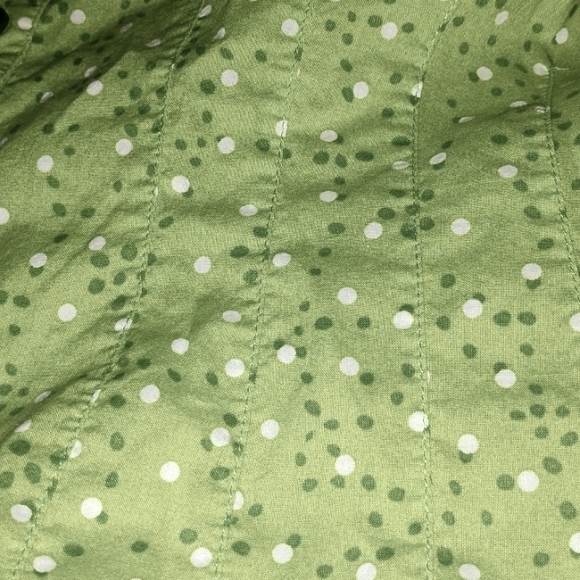 Coldwater Creek Lime Green Polka Dot Button-Up Blouse Roll Tab Sleeves 2x - Picture 5 of 6
